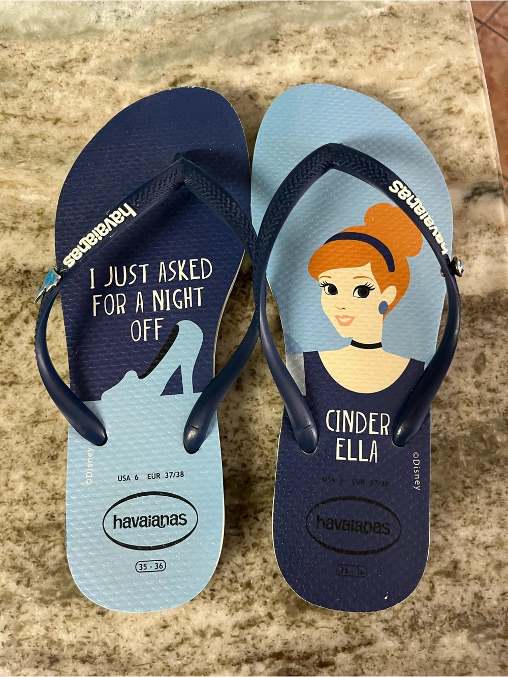 Havaianas Women’s Cinderella Flip Flops in Navy & Light Blue